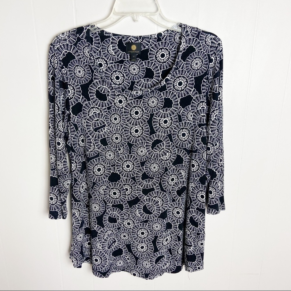 JM Collection Black & White Plus Size 1X Blouse Top